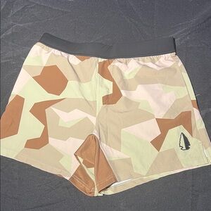 Men's Athletic Shorts in Tan Camouflage by Tachuntfish